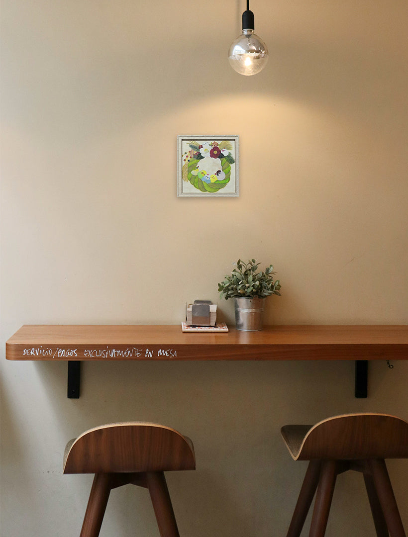 小鳥たちとしめ飾り